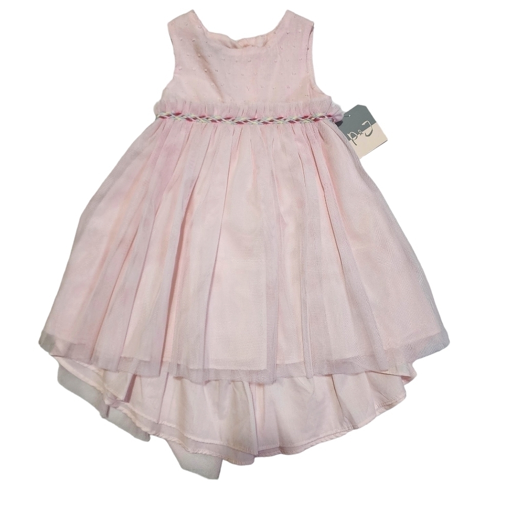 NWT Pastourelle by Pippa & Julie Pink Hilo Lace Overlay Layered Dress - 2T